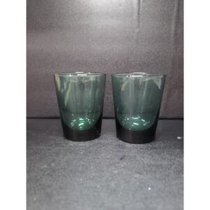 Libbey Juniper Green Glass Tumblers, Set of 2, Water Glasses, Vintage‎ Glassware